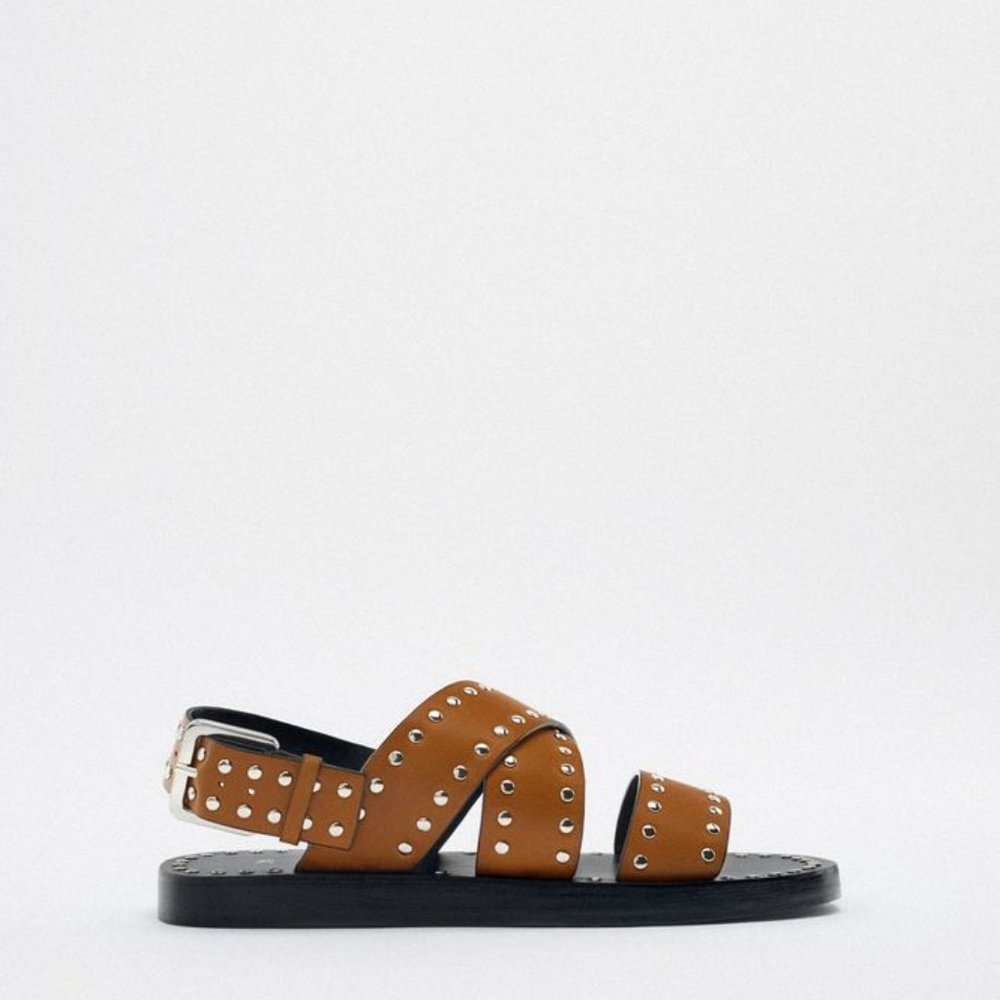 ZARA Studded Leather Slide Sandals